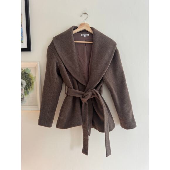 REFORMATION Regent Wrap Coat In Hedgerow Brown Size Small - Picture 2 of 8
